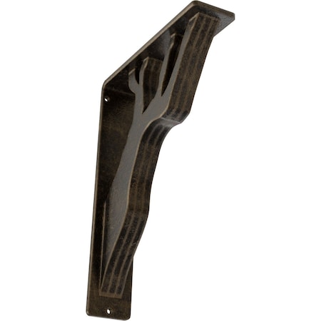 Ekena Millwork Damon Wrought Iron Bracket, (Triple center brace), Antiqued Pale Gold 2"W x 7 1/2"D x 10"H BKTM02X07X10TDAAPG